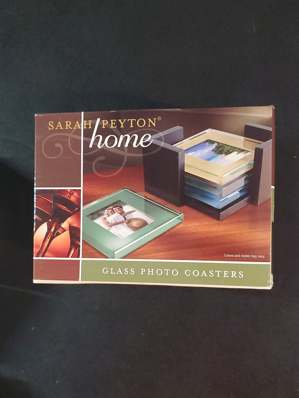 Home Glass Photo Coasters - Green, Yellow, Black And Green